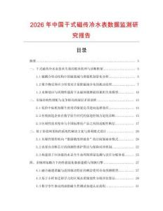 2026年中國干式磁傳冷水表數據監測研究報告