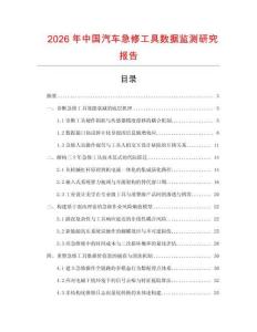 2026年中國汽車急修工具數據監測研究報告