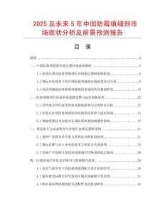 2025及未來5年中國防霉填縫劑市場現狀分析及前景預測報告