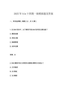 2025年bim十四期一級(jí)模擬題及答案