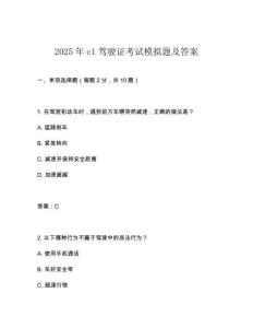 2025年c1駕駛證考試模擬題及答案