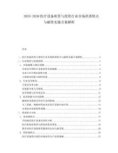 2025-2030醫(yī)療設(shè)備租賃與投資行業(yè)市場(chǎng)供需特點(diǎn)與融資實(shí)施方案解析