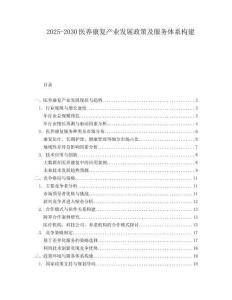 2025-2030醫養康復產業發展政策及服務體系構建