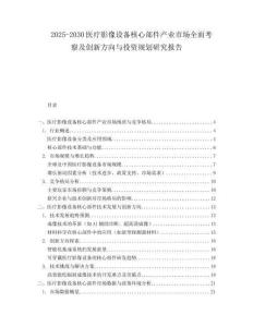 2025-2030醫(yī)療影像設(shè)備核心部件產(chǎn)業(yè)市場全面考察及創(chuàng)新方向與投資規(guī)劃研究報告