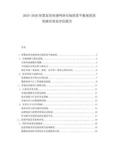 2025-2030智慧家居傳感網(wǎng)絡(luò)市場供需平衡現(xiàn)狀投資路徑效益評估報告