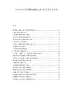 2025-2030智慧城市建設方案與信息化管理研究