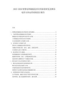 2025-2030智慧電網(wǎng)儲能技術(shù)應(yīng)用前景研發(fā)及峰谷電價互補運營系統(tǒng)設(shè)計報告