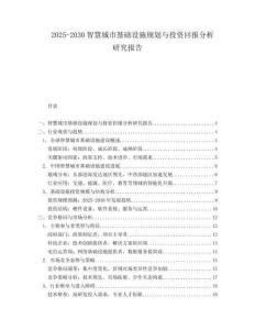 2025-2030智慧城市基礎(chǔ)設(shè)施規(guī)劃與投資回報分析研究報告
