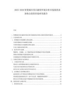 2025-2030智慧城市項目融資環(huán)境分析市場現(xiàn)狀業(yè)務(wù)特點投資價值研究報告