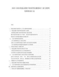 2025-2030制造業數字化轉型實操指南工業互聯網發展狀況匯總