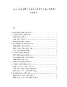2025-2030制造業數字化轉型流程體系與效益評估規劃報告