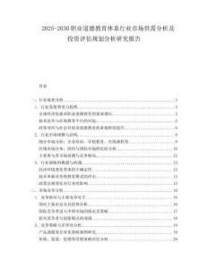 2025-2030職業(yè)道德教育體系行業(yè)市場供需分析及投資評估規(guī)劃分析研究報告