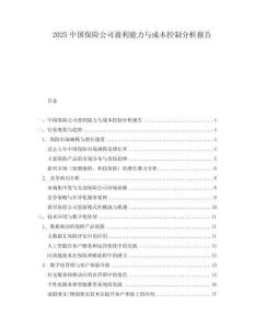 2025中國保險公司盈利能力與成本控制分析報告