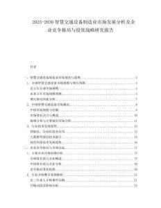 2025-2030智慧交通設(shè)備制造業(yè)市場發(fā)展分析及企業(yè)競爭格局與投資戰(zhàn)略研究報(bào)告