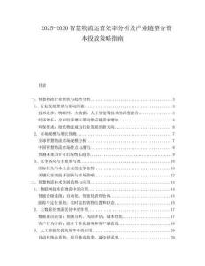 2025-2030智慧物流運營效率分析及產業鏈整合資本投放策略指南