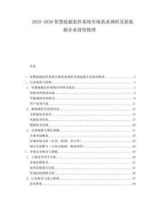 2025-2030智慧能源監(jiān)控系統(tǒng)市場需求調(diào)研及新能源企業(yè)投資梳理
