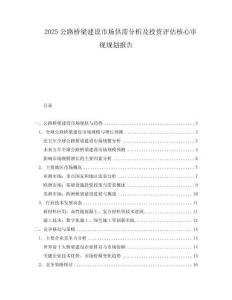 2025公路橋梁建設市場供需分析及投資評估核心審視規(guī)劃報告