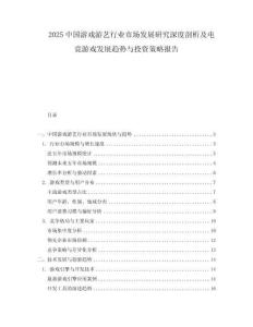 2025中國游戲游藝行業市場發展研究深度剖析及電竟游戲發展趨勢與投資策略報告