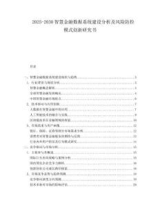 2025-2030智慧金融數據系統建設分析及風險防控模式創新研究書