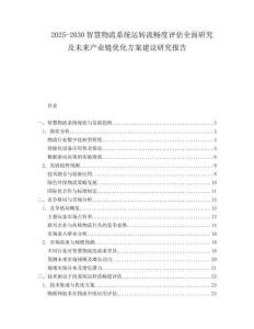2025-2030智慧物流系統運轉流暢度評估全面研究及未來產業鏈優化方案建議研究報告