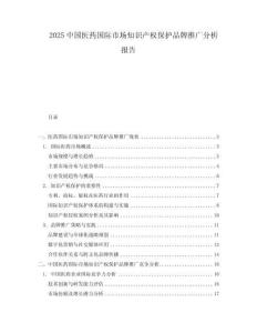 2025中國醫藥國際市場知識產權保護品牌推廣分析報告