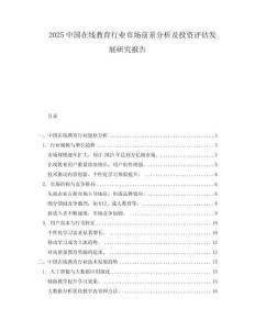 2025中國在線教育行業市場前景分析及投資評估發展研究報告
