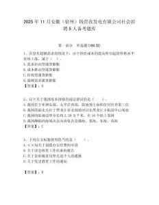 2025年11月安徽（宿州）錢營孜發電有限公司社會招聘5人備考題庫附答案解析（奪冠）