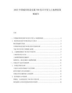 2025中国城市轨道交通TOD综合开发与土地增值策略报告