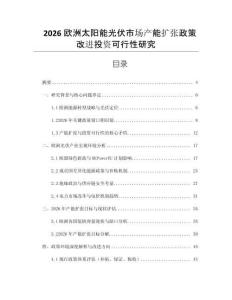 2026歐洲太陽(yáng)能光伏市場(chǎng)產(chǎn)能擴(kuò)張政策改進(jìn)投資可行性研究