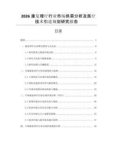 2026康復(fù)理療行業(yè)市場(chǎng)供需分析及醫(yī)療技術(shù)引進(jìn)規(guī)劃研究報(bào)告