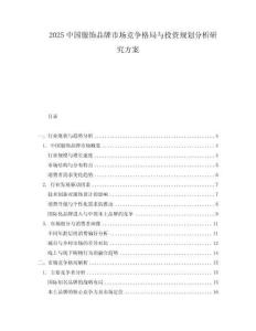 2025中國服飾品牌市場競爭格局與投資規劃分析研究方案