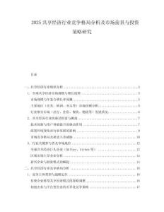 2025共享經濟行業競爭格局分析及市場前景與投資策略研究