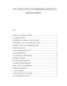 2025中國風力發電行業市場深度鉆研及發展空間與投資熱點分析報告