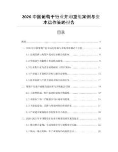 2026中國葡萄干行業(yè)并購重組案例與資本運作策略報告