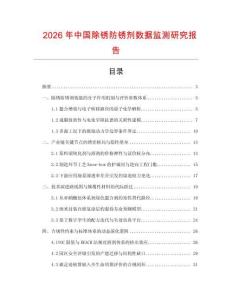 2026年中國除銹防銹劑數(shù)據(jù)監(jiān)測研究報告