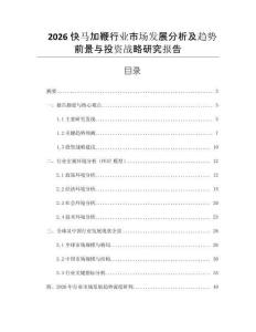 2026快馬加鞭行業市場發展分析及趨勢前景與投資戰略研究報告