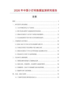 2026年中國小打鈴數據監測研究報告