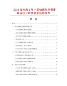 2025及未來5年中國快速加熱管市場現狀分析及前景預測報告