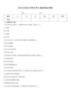 2025年注冊會計師考試(審計)真題卷精選與解析