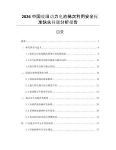 2026中國(guó)廢舊動(dòng)力電池梯次利用安全標(biāo)準(zhǔn)缺失問(wèn)題分析報(bào)告