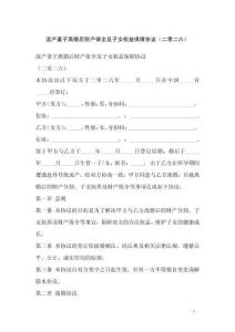 流產妻子離婚后財產保全及子女權益保障協(xié)議（二零二六）