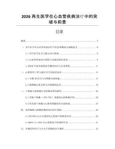 2026再生醫(yī)學在心血管疾病治療中的突破與前景