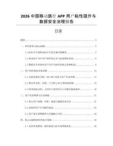 2026中國移動醫療APP用戶粘性提升與數據安全治理報告
