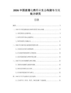2026中國直播電商行業生態構建與變現能力研究