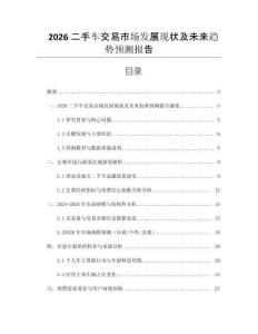 2026二手車交易市場發展現狀及未來趨勢預測報告