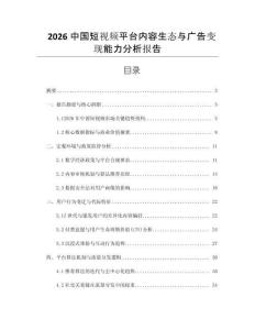 2026中國短視頻平臺內容生態與廣告變現能力分析報告