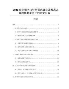 2026企業(yè)數(shù)字化轉(zhuǎn)型需求爆發(fā)及解決方案提供商價值評估研究報告