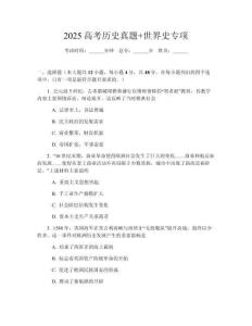 2025高考?xì)v史真題+世界史專項(xiàng)