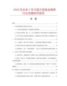 2026及未來5年中國大型鈑金模具行業(yè)發(fā)展研究報告