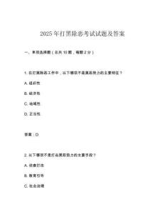 2025年打黑除惡考試試題及答案
